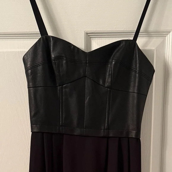 NEW Black Leather Bustier High-Low Dress,  BCBG MaxAzria, XXS - Picture 4 of 5